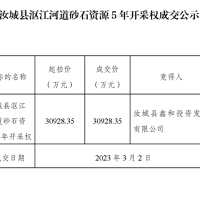 底價(jià)成交！湖南汝城5年河砂開采權(quán)被當(dāng)?shù)貒蟪?億元競得